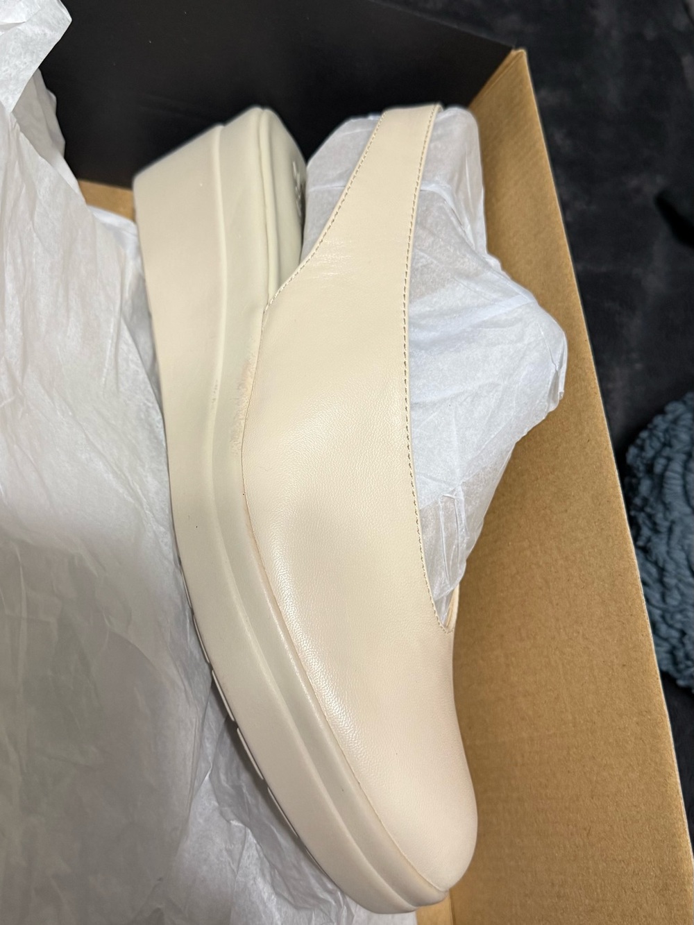 Naturalizer Ivory Leather Platform Slingback Wedge
